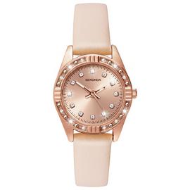 Sekonda Ladies Rose Gold Plated Stone Set Nude Strap Watch