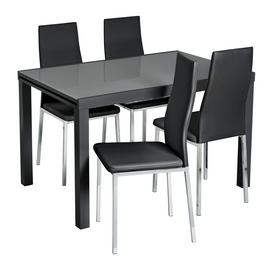 Argos Home Anton Glass Extending Dining Table & 4 Tia Chairs