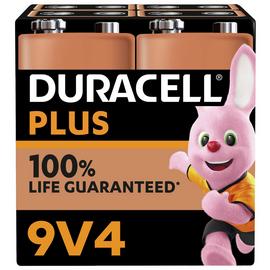 Duracell Plus 9V Alkaline Batteries - Pack of 4