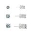 Sterling Silver Mens Cubic Zirconia Set of 3 Stud Earrings