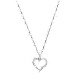 Moon & Back Cubic Zirconia Heart Pendant 18 Inch Necklace