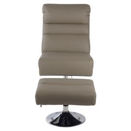 Argos Home Costa Faux Leather Swivel Chair & Footstool -Grey