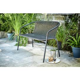 Argos Home 2 Seater Steel & Wicker Effect Garden Bench-Brown