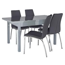 Argos Home Lyssa Grey Gloss Extending Table & 4 Milo Chairs