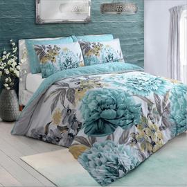 Argos Home Duck Egg Floral Bloom Bedding Set - Single