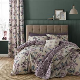Catherine Lansfield Painted Floral Plum Bedding Set – Single