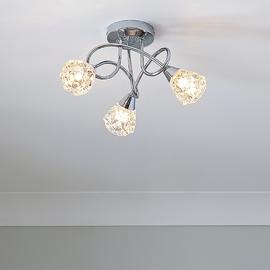 Argos Home Dico 3 Light Ceiling Light - Chrome & Glass