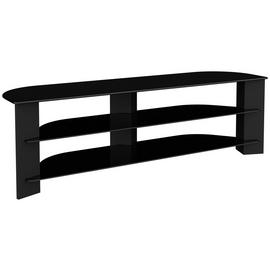 AVF Up to 75 Inch TV Stand - Black Glass and Wood Effect