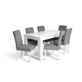 Argos Home Miami Extending Grey Dining Table & 6 Grey Chairs