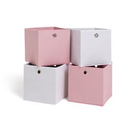 Argos Home Set of 4 Squares Boxes - Baby Pink & Off-White
