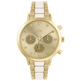 Spirit Ladies White & Gold Plated Multi Dial Bracelet Watch
