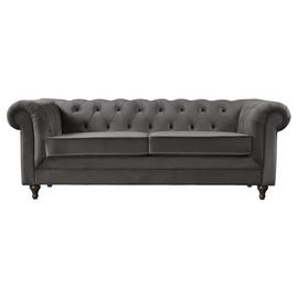 Habitat Chesterfield Velvet 3 Seater Sofa - Charcoal