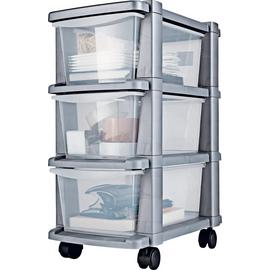 Argos Home Plastic 3 Drawer Silver Tower Storage Unit