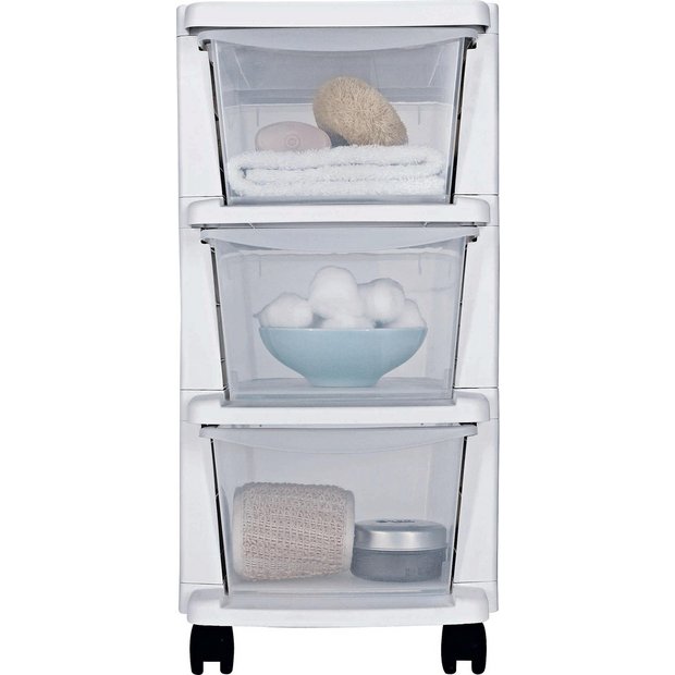 Buy Home 3 Drawer Slim Tower Plastic Storage Unit White At