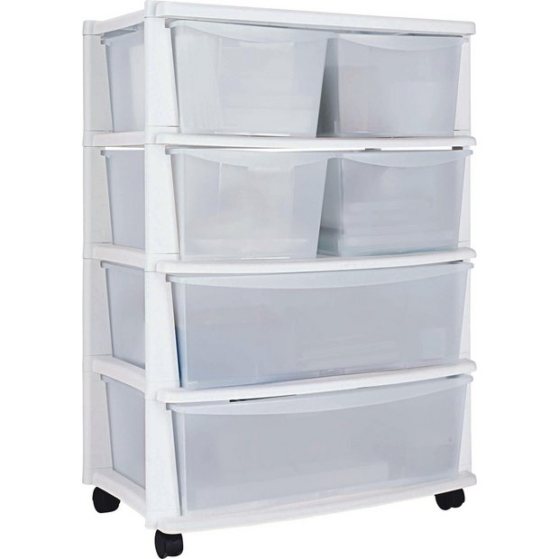 Buy HOME 6 Drawer Plastic Wide Tower Storage Unit White