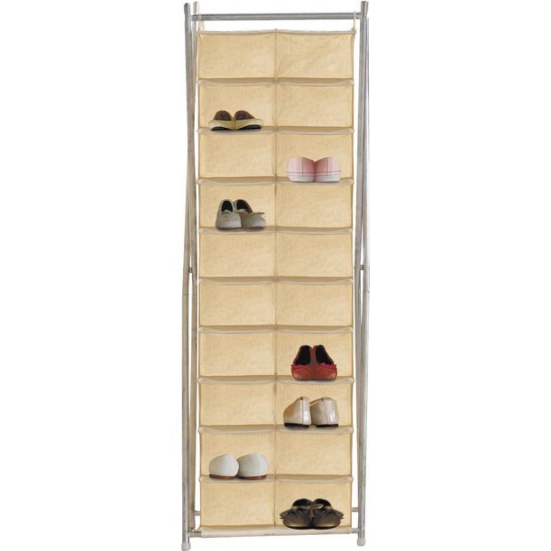 Buy HOME Silver Frame Canvas 20 Pocket Shoe Storage Cream at Argos.co