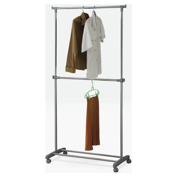 Buy HOME Adjustable Chrome Plated 2 Tier Clothes Rail Grey at Argos