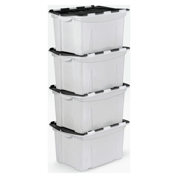 Buy HOME 40 Litre Black Crocodile Lid Storage Boxes Set of 4 at Argos