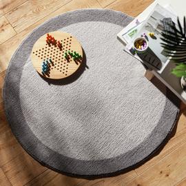 Argos Home Plain Border Round Grey Cut Pile Rug - 100cm
