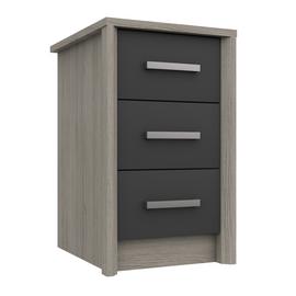 Grasmere 3 Drawer Bedside Table - Dark Grey