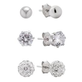 Revere Sterling Silver Cubic Zirconia Stud Earrings Set of 3