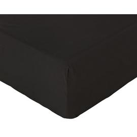 Habitat Cotton Rich 180 TC Plain Black Fitted Sheet - Single
