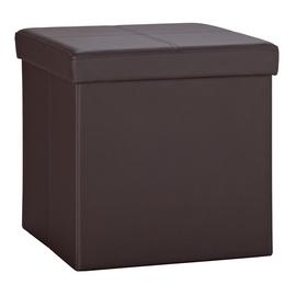 Argos Home Small Faux Leather Stitched Ottoman - Brown