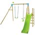 TP Kite Wooden Kids Double Swing Set with 8ft Wavy Slide