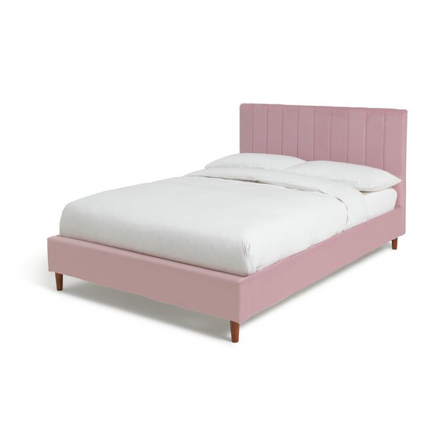 Small double store bed pink velvet