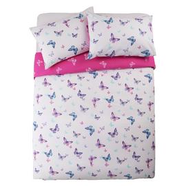 Argos Home Reverse Pink Butterfly Bedding Set - Kingsize