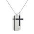 Revere Stainless Steel Cross Cubic Zirconia Dog Tag Pendant