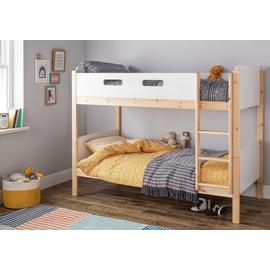 Argos Home Arlo White & Pine Bunk Bed & 2 Kids Mattresses