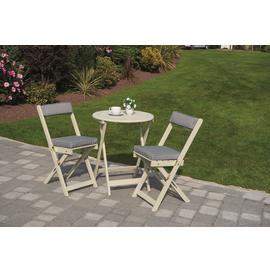 Greenhurst 2 Seater Folding Wooden Garden Bistro Set-White