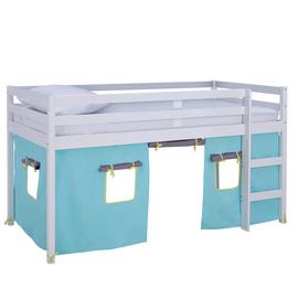 Argos Home Kaycie White Midsleeper, Blue Tent &Kids Mattress