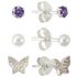 Revere Sterling Silver Butterfly Purple Stud Earrings