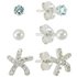 Sterling Silver Starfish Blue Cubic Zirconia Stud Earrings