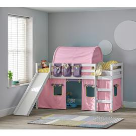 Argos Home Kaycie White Midsleeper,Slide,Rose Tent& Mattress