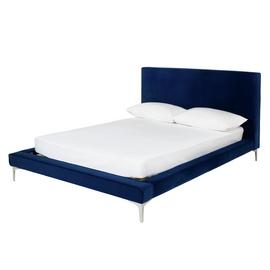 Argos Home Kyoto Velvet Kingsize Platform Bed Frame - Blue