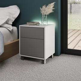 Frank Olsen Smart Tech LED 1 Drawer Side Table -Grey & White