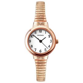 Sekonda White Dial Ladies Rose Gold Plated Strap Watch