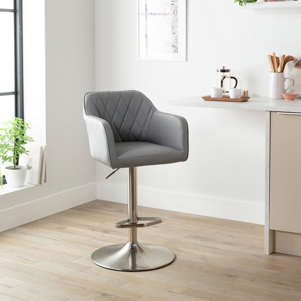 Grey leather bar stools with deals arms