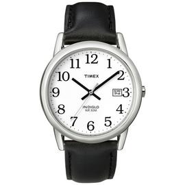Timex Easy Reader Mens Silver watch with Black Leather Strap