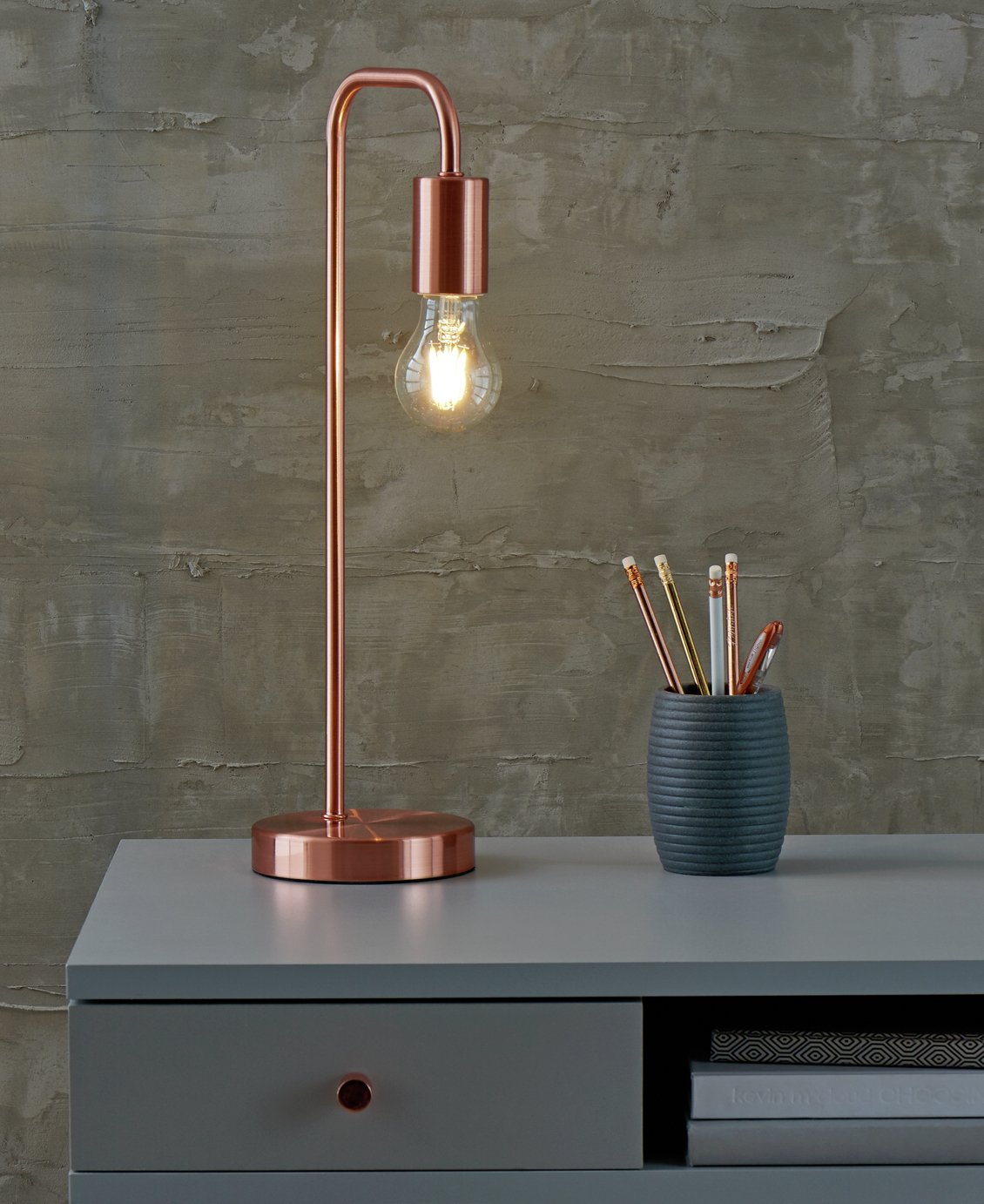 grey and rose gold lamps