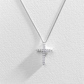 Revere Silver Cubic Zirconia Cross Pendant Necklace
