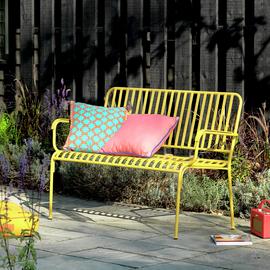 Habitat Indu 2 Seater Metal Garden Bench - Yellow