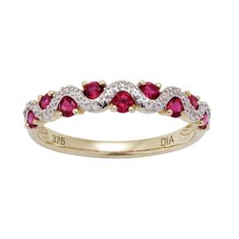 Revere 9ct Gold 0.03ct Diamond and Ruby Eternity Ring - H