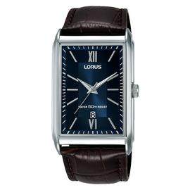 Lorus Blue Dial Mens Brown Leather Strap Watch