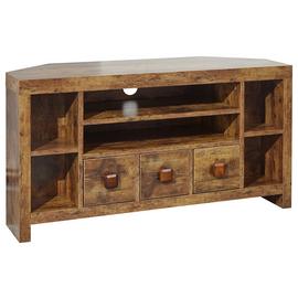GFW Jakarta 3 Drawer Corner TV Unit - Mango Wood Effect