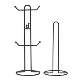 Argos Home Mug Tree and Kitchen Roll Holder - Black