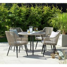 Habitat Malta 4 Seater Rattan Effect Patio Set - Natural